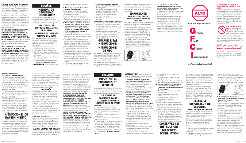 Page 1 de la notice Manuel utilisateur Conair TS127X