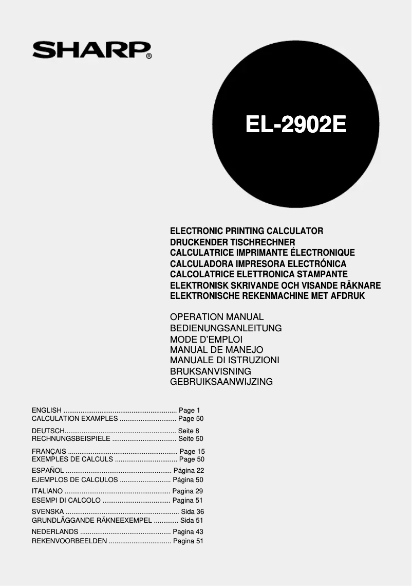 Image de la première page du manuel de l'appareil EL-2902E