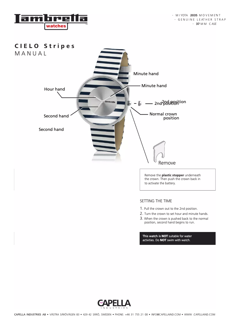 Page 1 de la notice Manuel utilisateur Lambretta Cielo Stripes