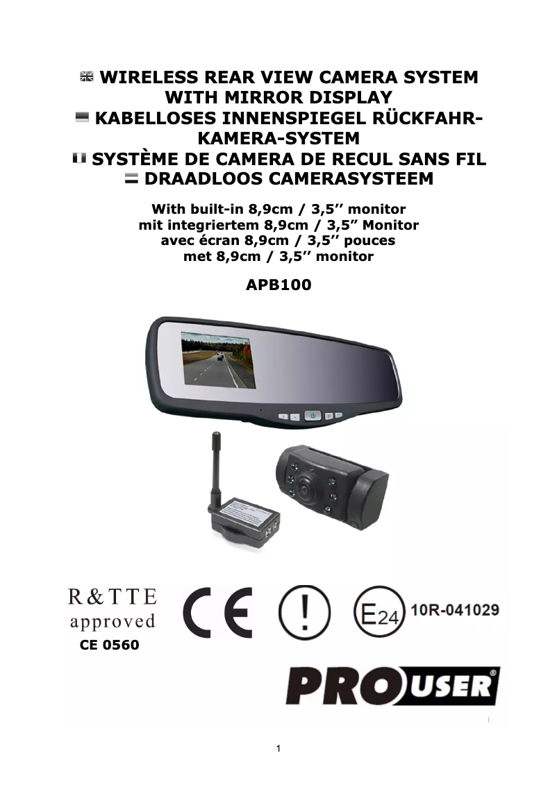 Page 1 de la notice Manuel utilisateur Pro-User APB 100