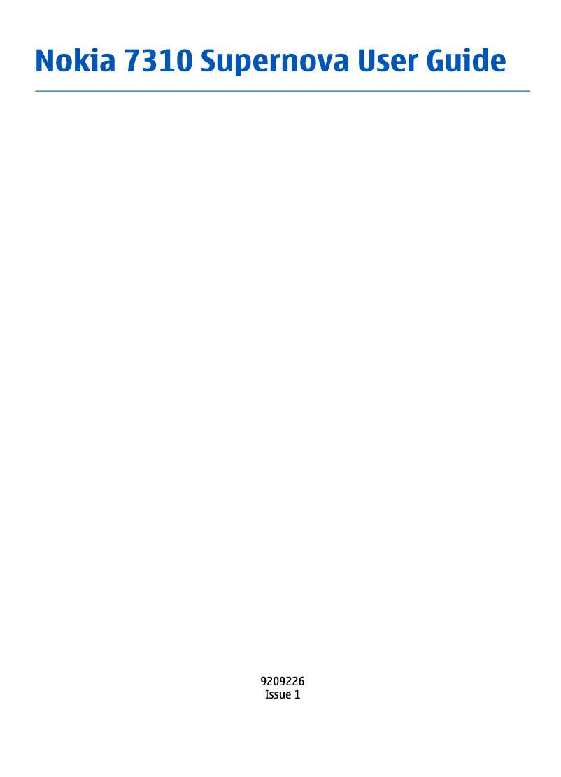 Page 1 de la notice Manuel utilisateur Nokia 7310 Supernova