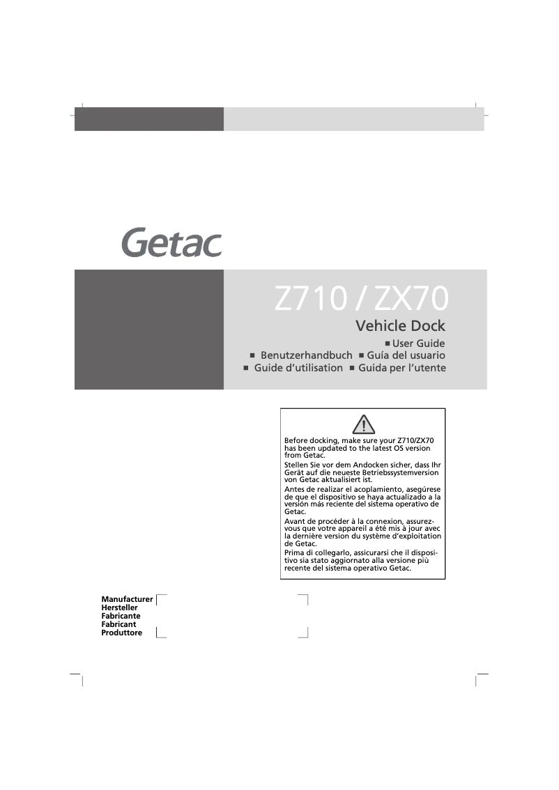 Page 1 de la notice Guide de démarrage rapide Getac ZX70 G2