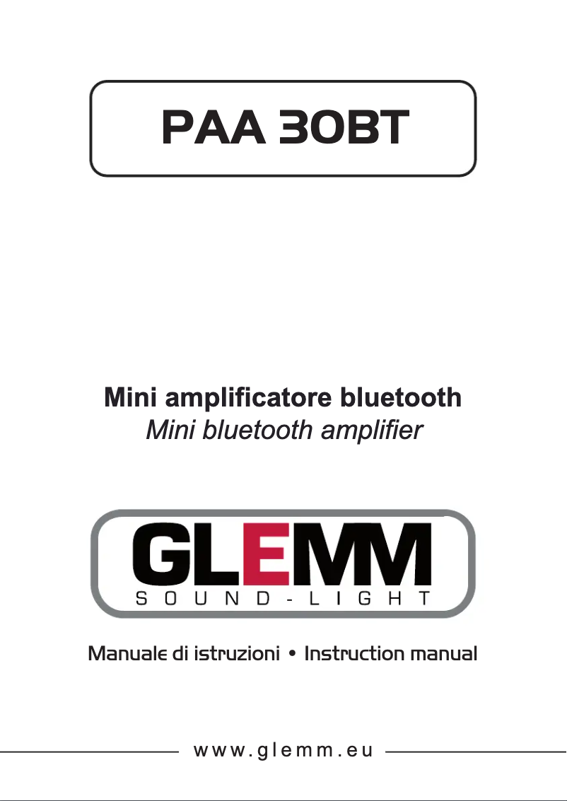 Page n°1 - Manuel utilisateur Glemm PAA 30BT