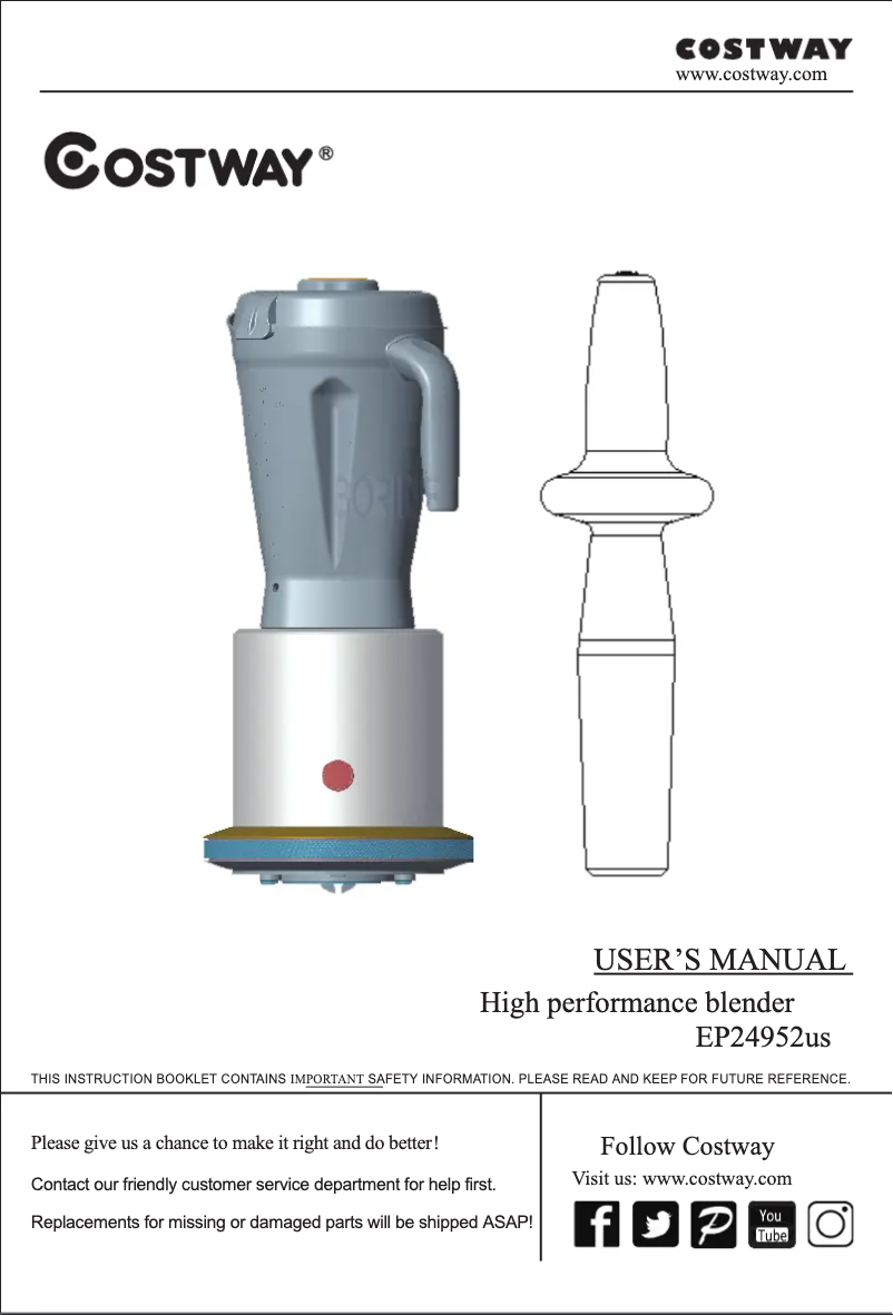 Page n°1 - Manuel utilisateur Costway EP24952US