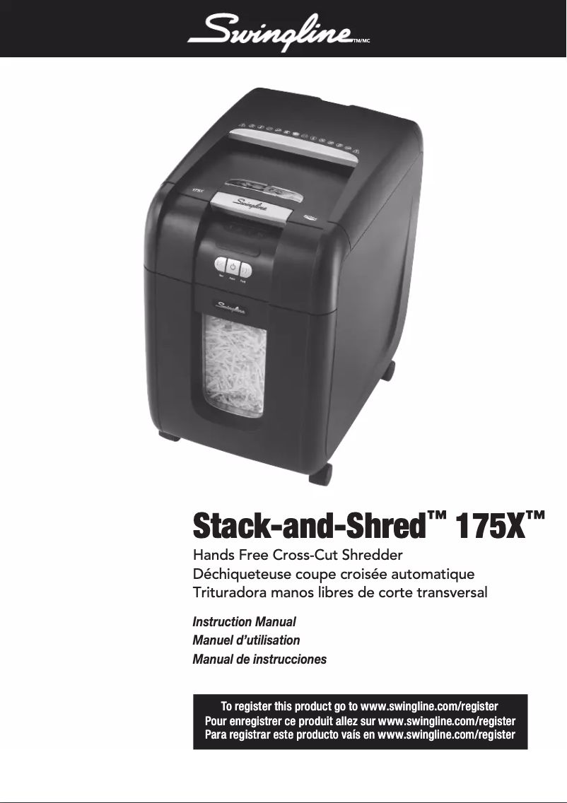 Page 1 de la notice Manuel utilisateur Swingline Stack-and-Shred 175X