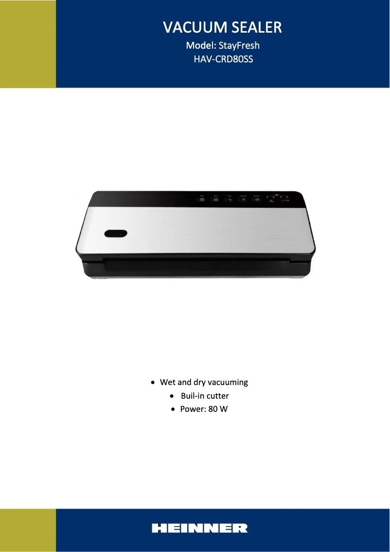 Page 1 de la notice Manuel utilisateur Heinner StayFresh HAV-CRD80SS