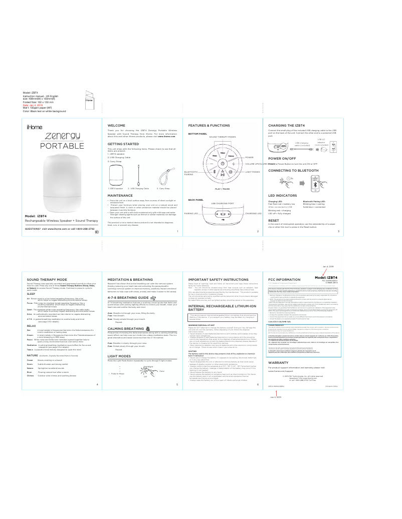 Image de la première page du manuel de l'appareil iZBT4