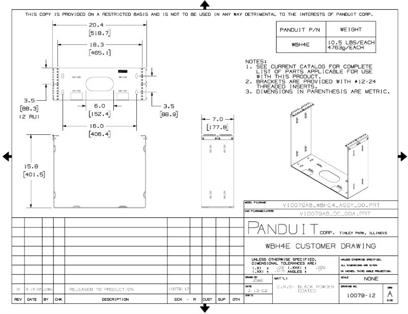Page n°1 - Dessin technique Panduit WBH4E