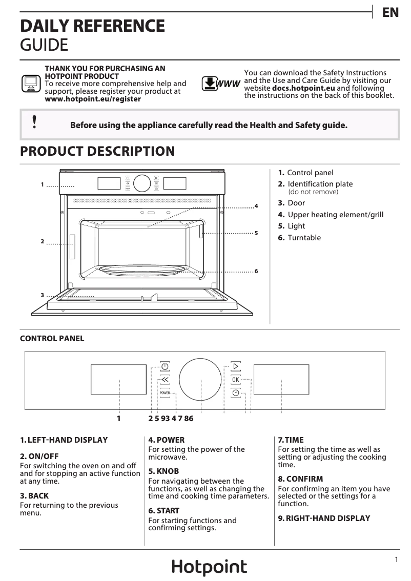 Page 1 de la notice Mode d'emploi Hotpoint MD 454 IX H