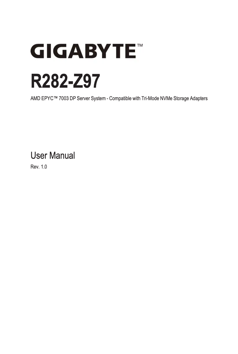 Page n°1 - Manuel utilisateur Gigabyte R282-Z97