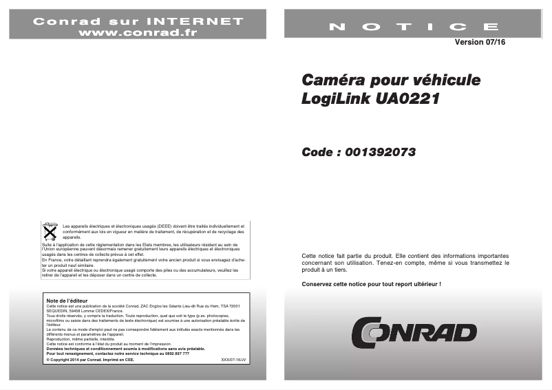 Image de la première page du manuel de l'appareil UA0221