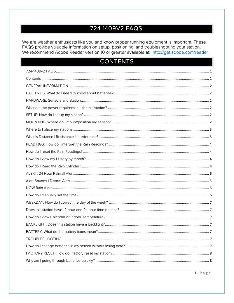 Image de la première page du manuel de l'appareil 724-1409V2