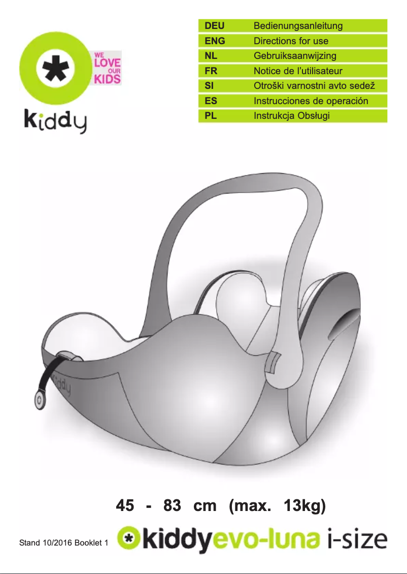 Page 1 de la notice Manuel utilisateur kiddy Evoluna i-size