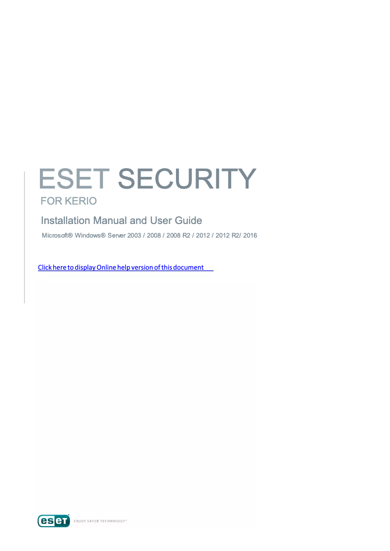 Page 1 de la notice Manuel utilisateur ESET NOD32 AV Kerio Control