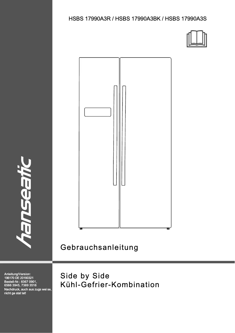 Page 1 de la notice Manuel utilisateur Hanseatic HSBS17990A3S