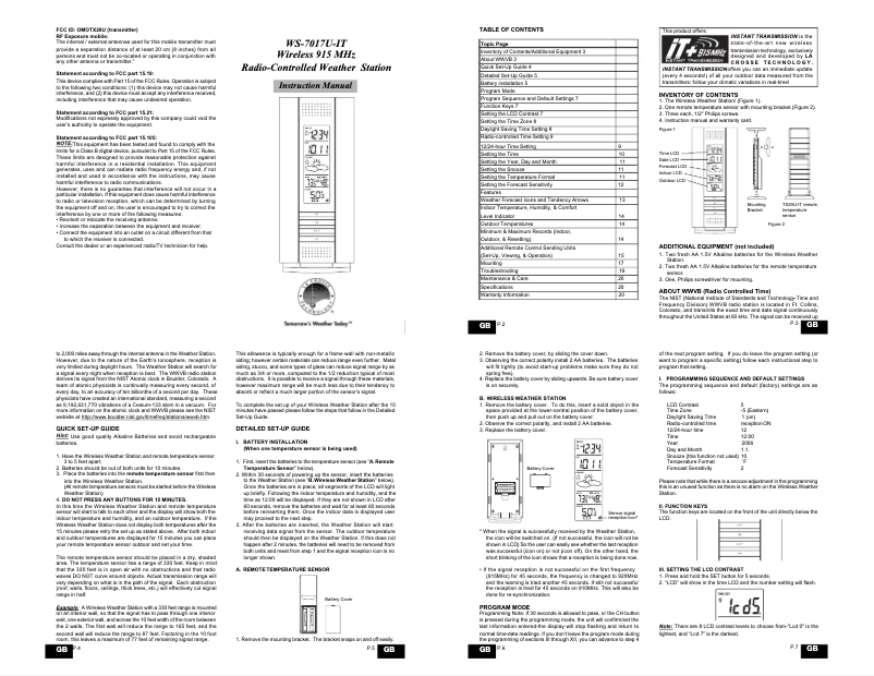 Page n°1 - Manuel utilisateur La Crosse Technology WS-7017U-IT
