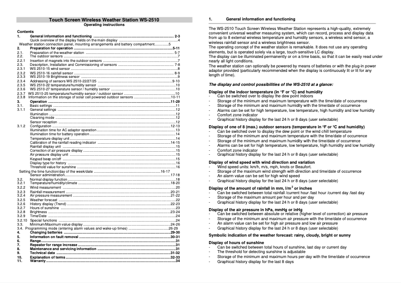 Page n°1 - Manuel utilisateur La Crosse Technology WS-2510