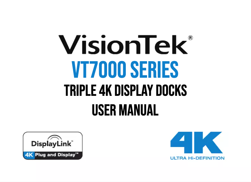 Page n°1 - Manuel utilisateur VisionTek VT7100
