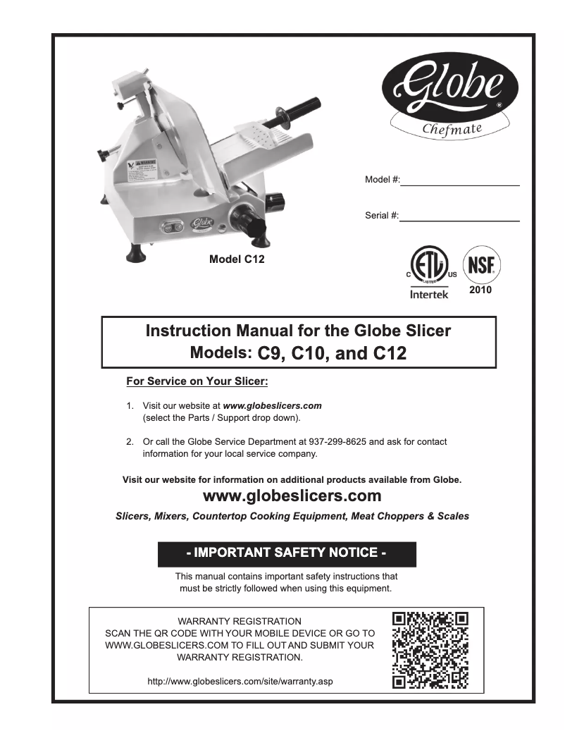 Page n°1 - Manuel utilisateur Globe C9