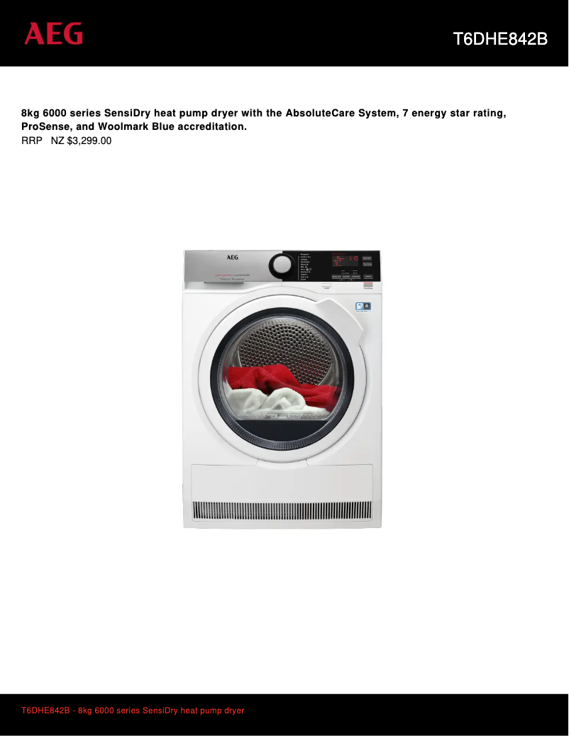 Image de la première page du manuel de l'appareil T6DHE842B