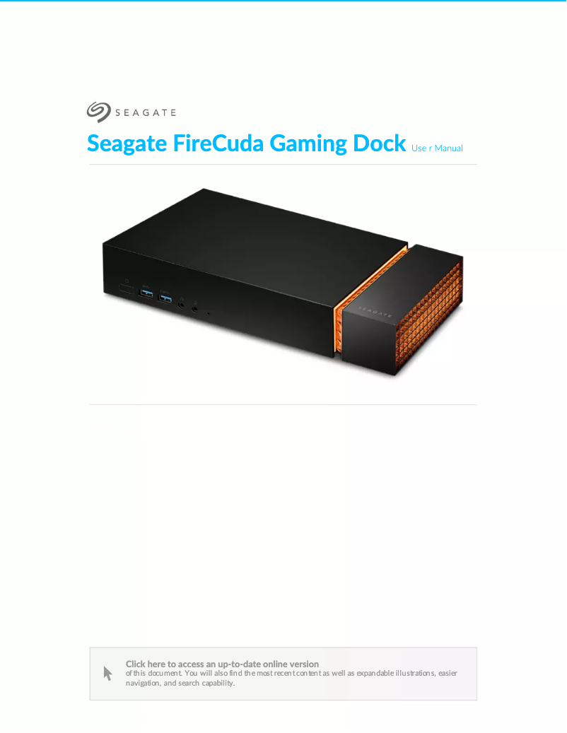 Page n°1 - Manuel utilisateur Seagate FireCuda Gaming Dock