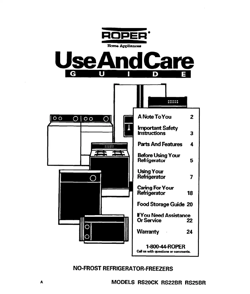 Page 1 de la notice Manuel utilisateur Roper RS20CKXAL00