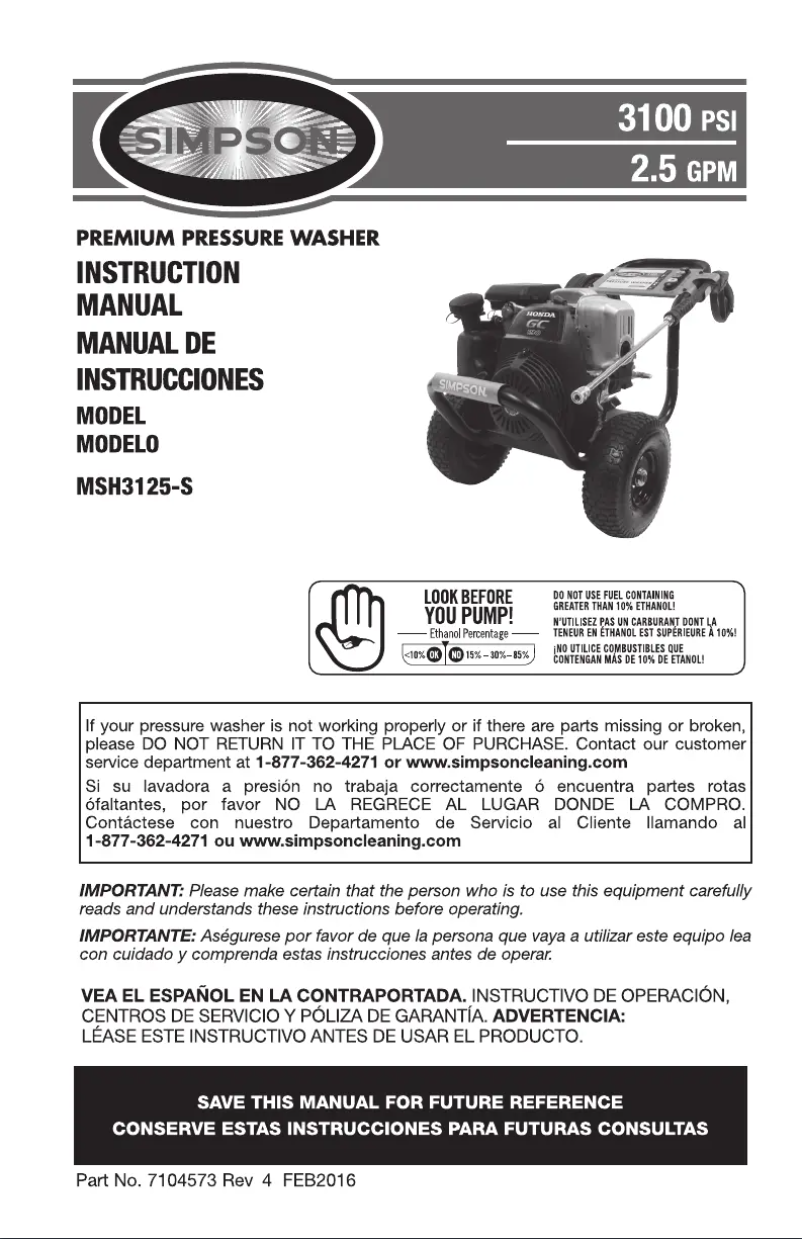 Page n°1 - Manuel utilisateur Simpson Megashot 60551