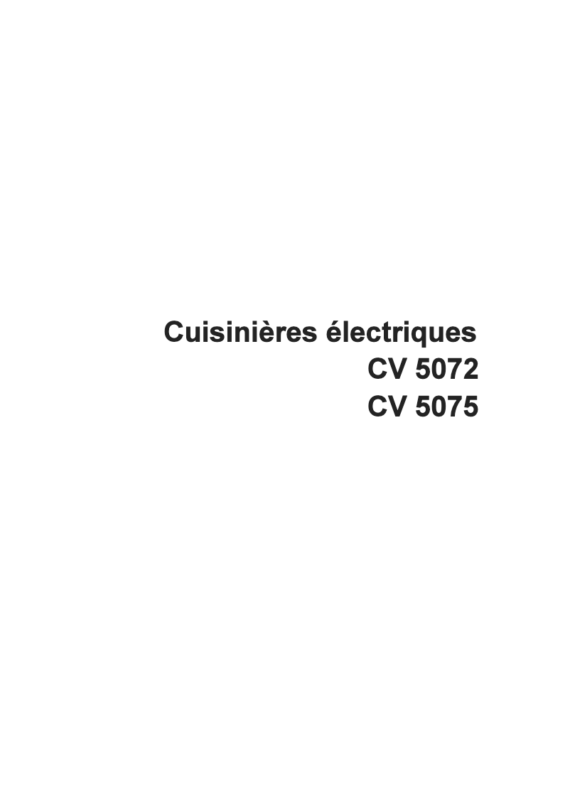 Page n°1 - Manuel utilisateur Arthur Martin-Electrolux CV5075W