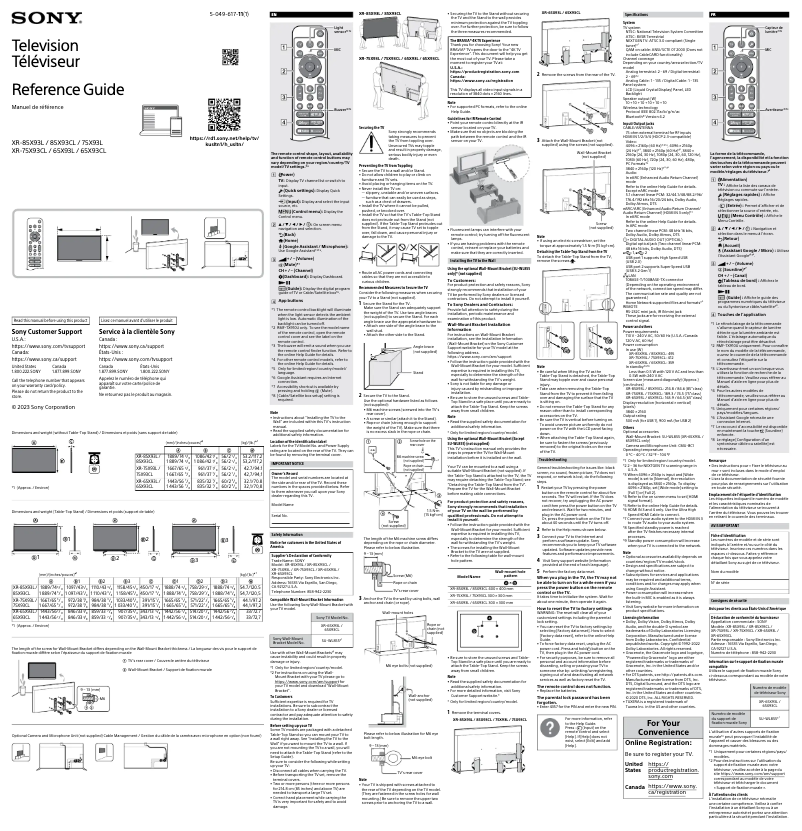 Page n°1 - Manuel utilisateur Sony XR-65X93L