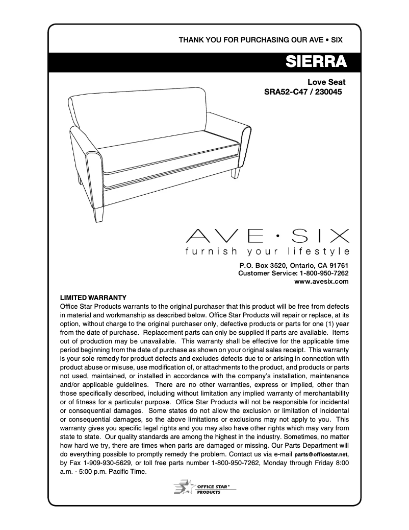 Page n°1 - Manuel utilisateur Ave Six Sierra SRA52