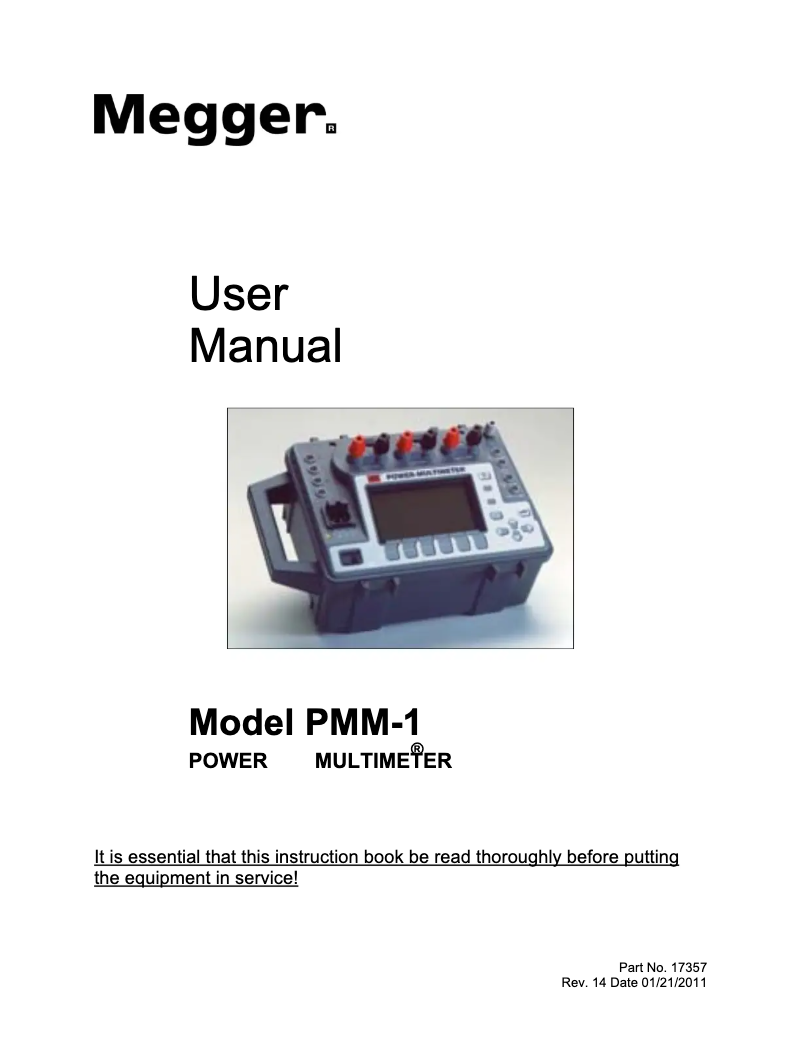 Image de la première page du manuel de l'appareil PMM-1