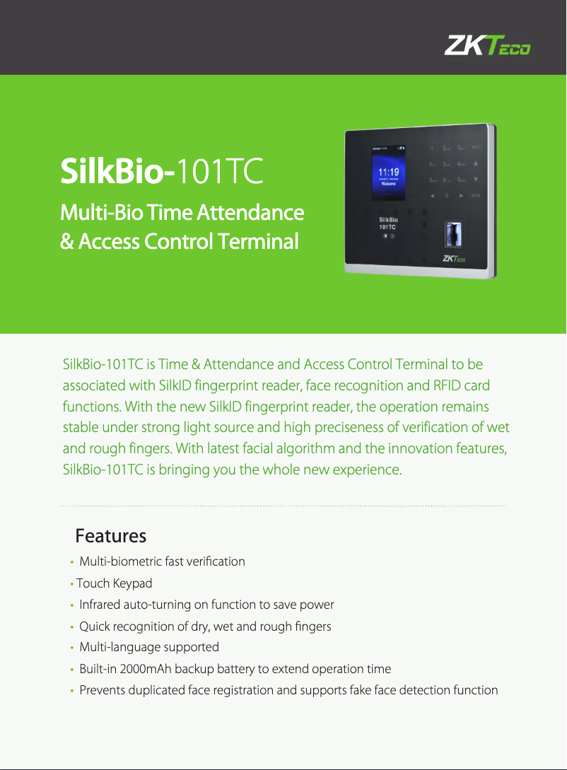 Image de la première page du manuel de l'appareil SilkBio-101TC