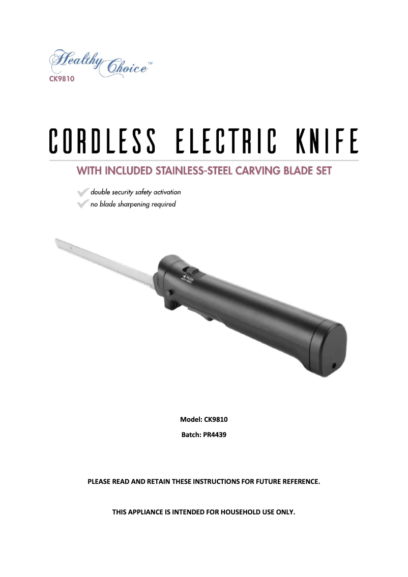 Image de la première page du manuel de l'appareil CK9810