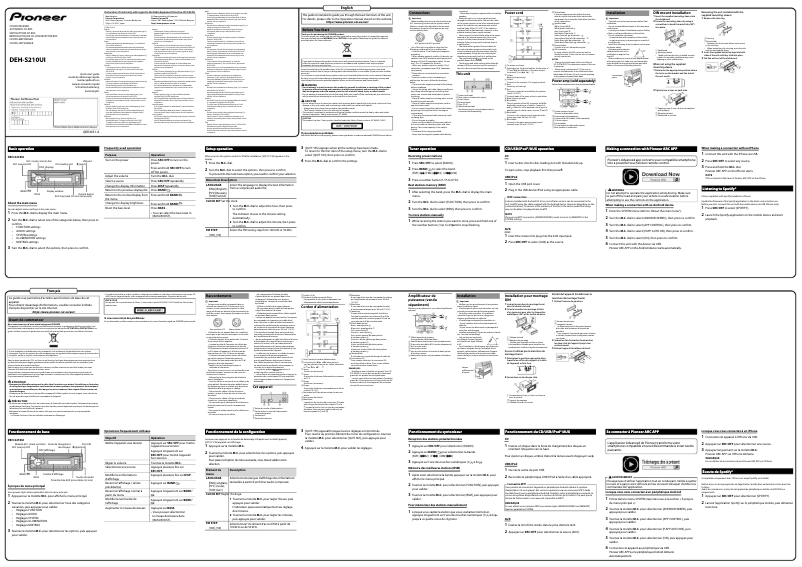 Image de la première page du manuel de l'appareil DEH-S210UI