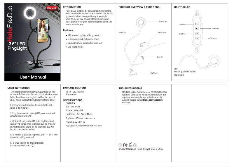 Image de la première page du manuel de l'appareil Halo Flex Duo