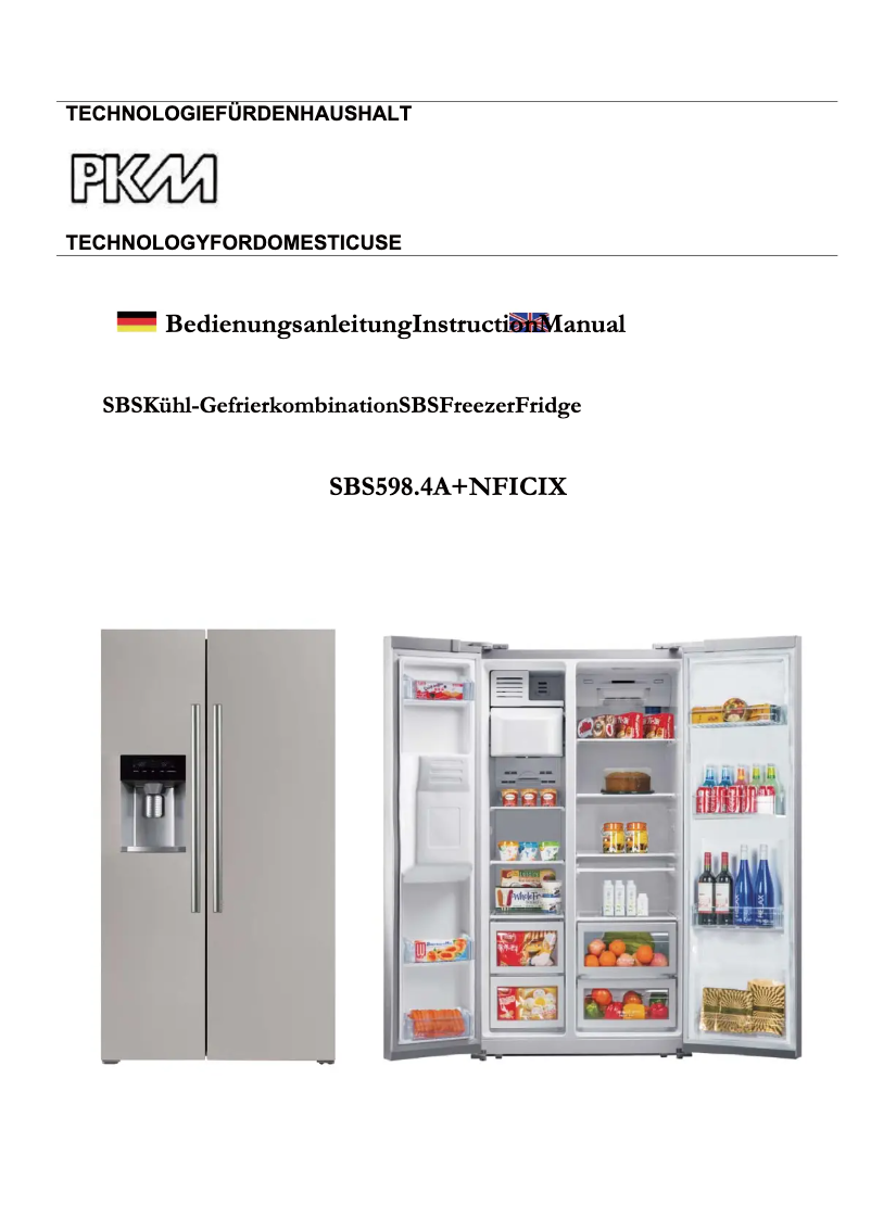 Page 1 de la notice Manuel utilisateur PKM SBS598.4A+NFICIX
