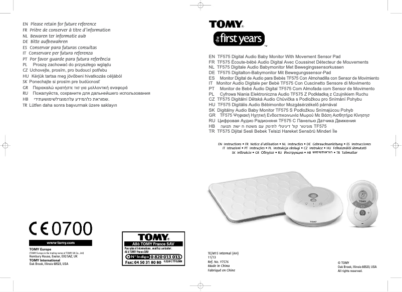 Page n°1 - Manuel utilisateur Tomy TF575 Digital Audio