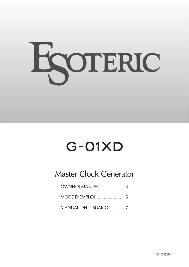 Image de la première page du manuel de l'appareil G-01XD