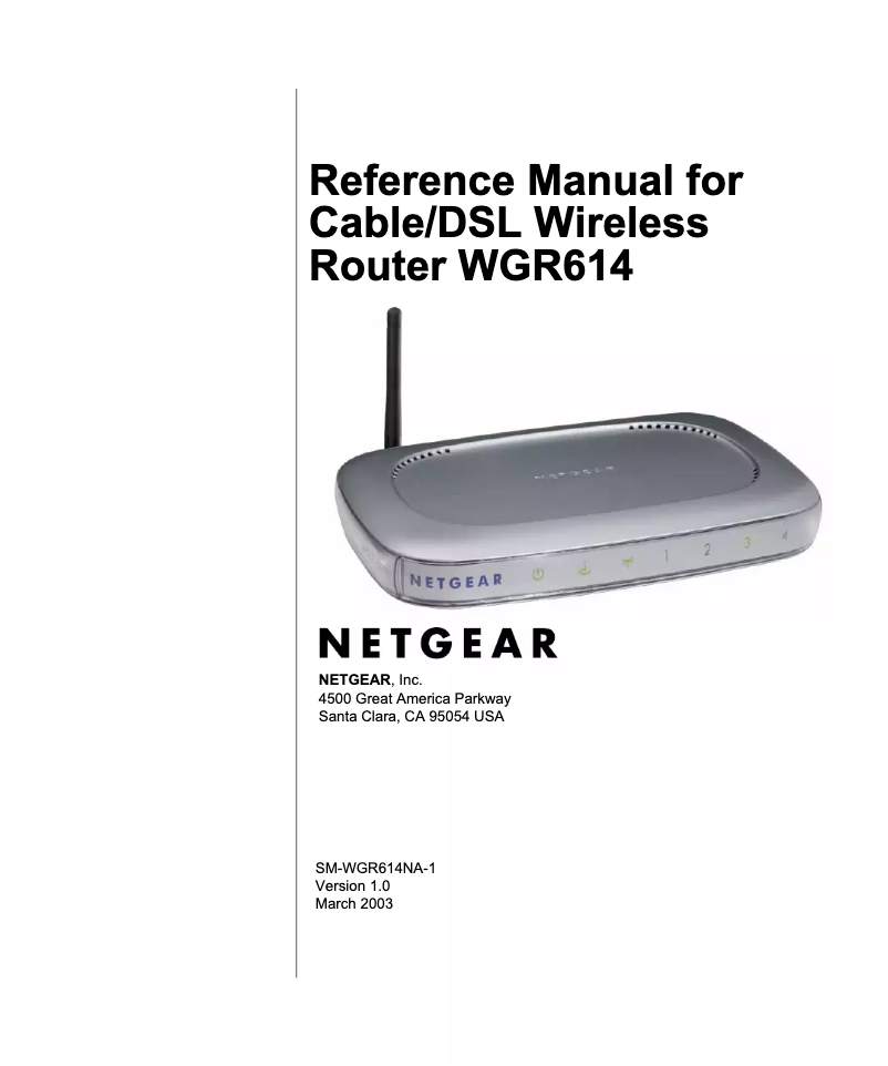 Page 1 de la notice Manuel utilisateur Netgear WGR614v2