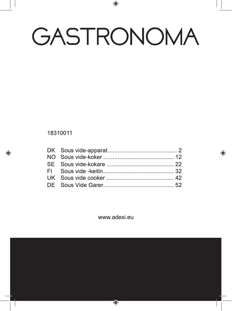 Page n°1 - Manuel utilisateur Gastronoma 18310011