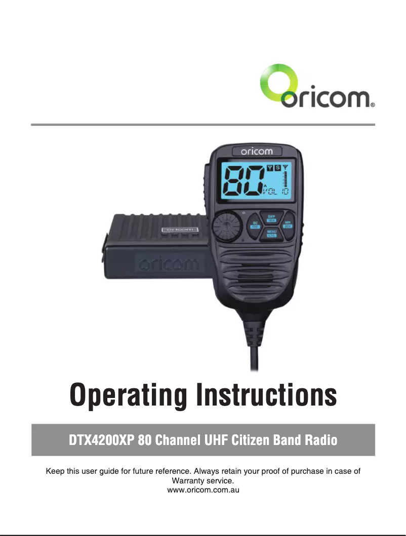 Page n°1 - Manuel utilisateur Oricom DTX4200XP