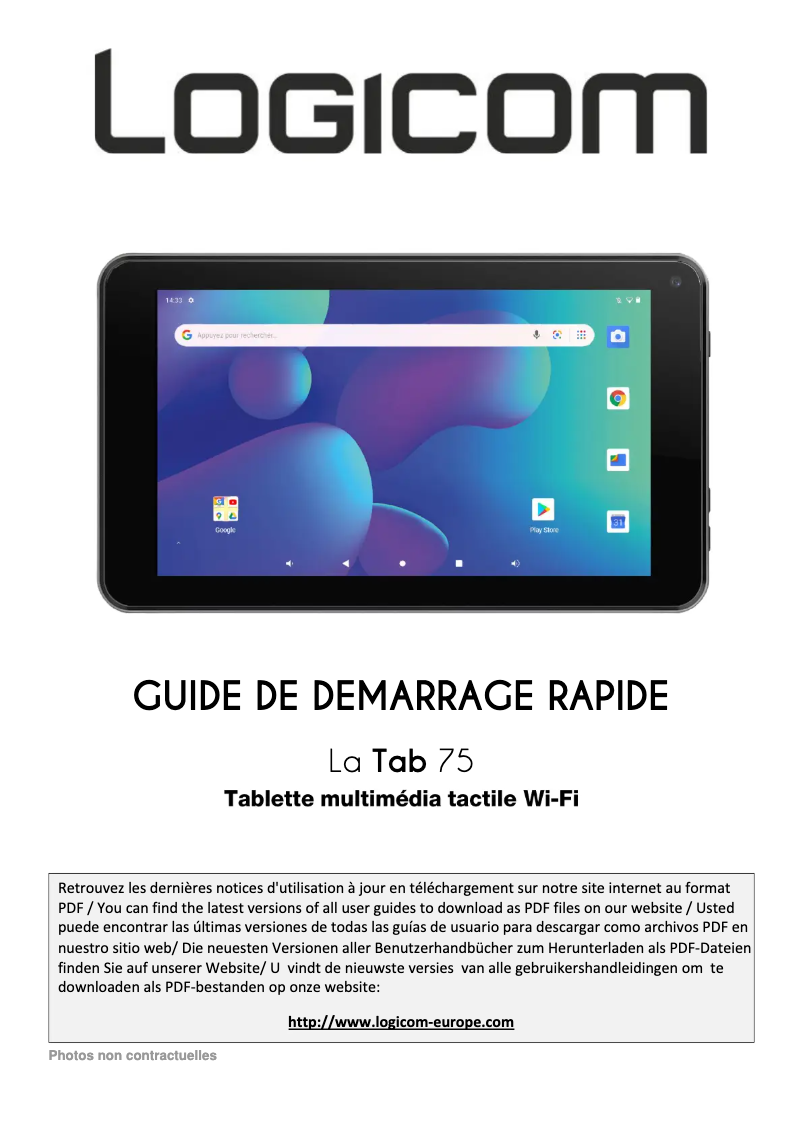 Image de la première page du manuel de l'appareil La Tab 75