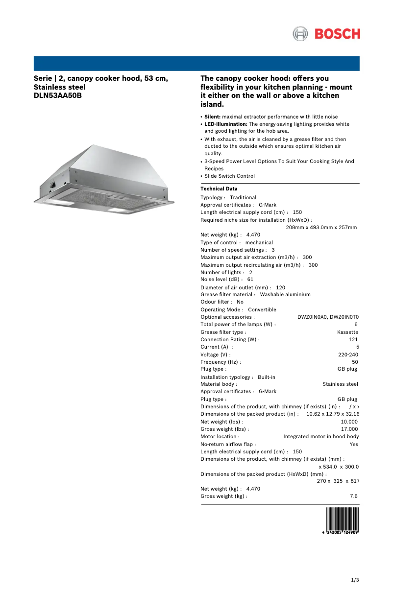 Imagen de la primera página del manual del dispositivo DLN53AA50B