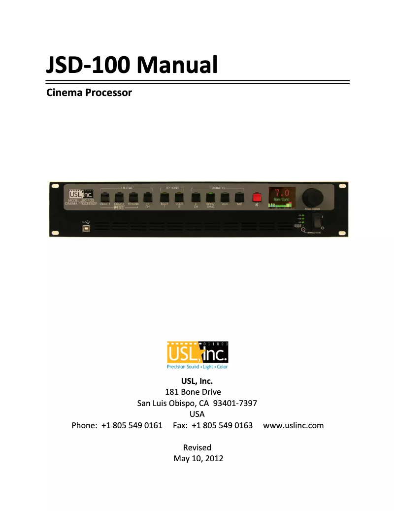 Image de la première page du manuel de l'appareil USL JSD-100