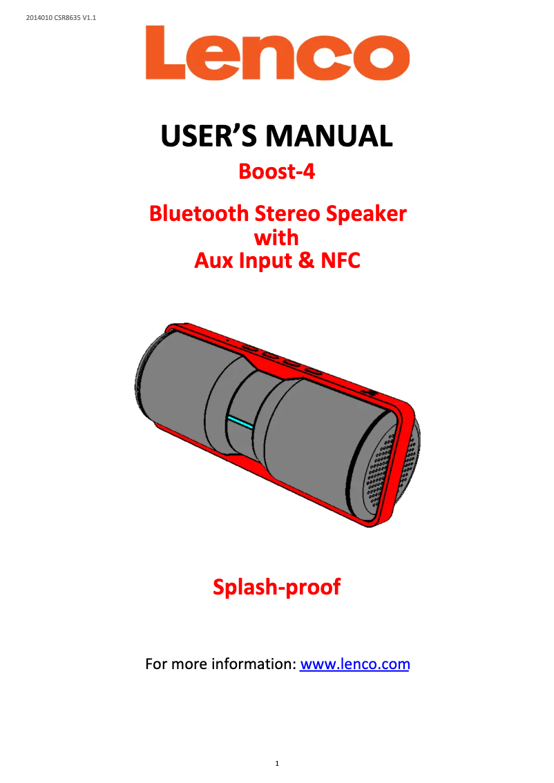 Page 1 de la notice Manuel utilisateur Lenco Boost-4