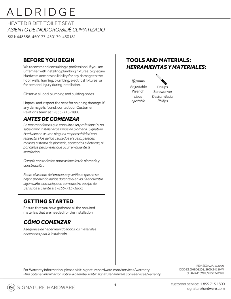 Page n°1 - Manuel utilisateur Signature Hardware Aldridge 448556