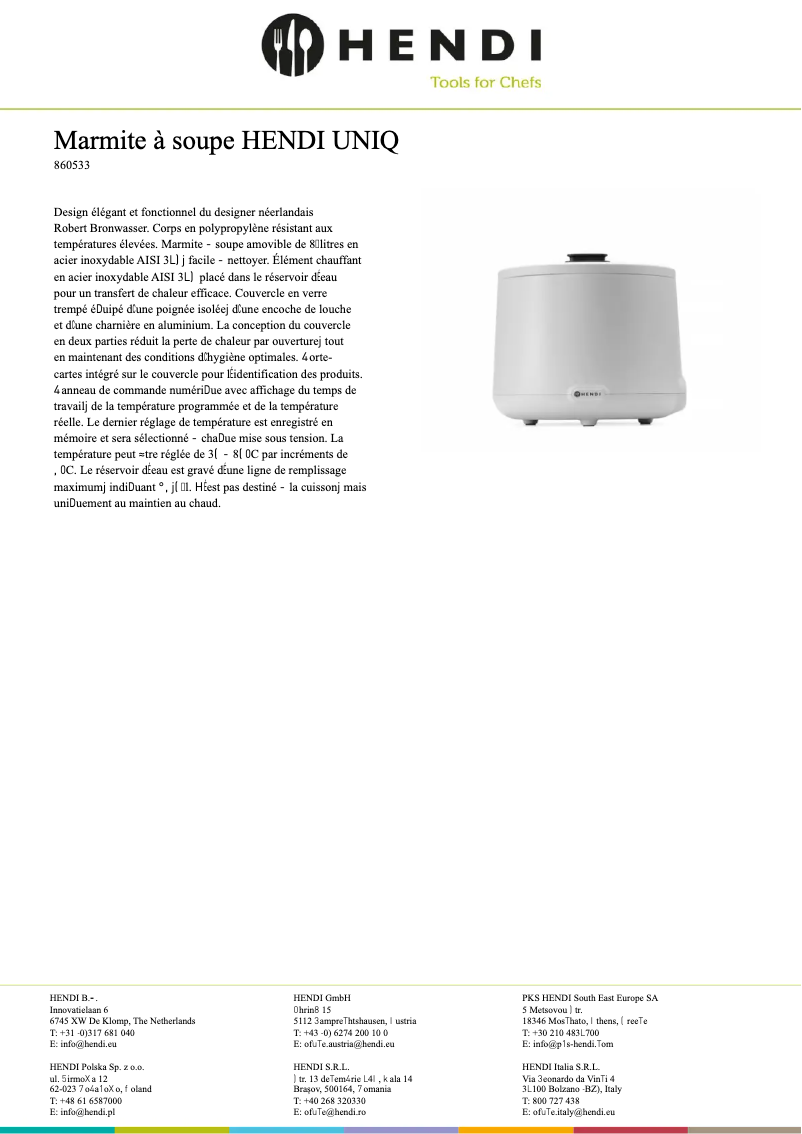 Image de la première page du manuel de l'appareil Uniq 860557