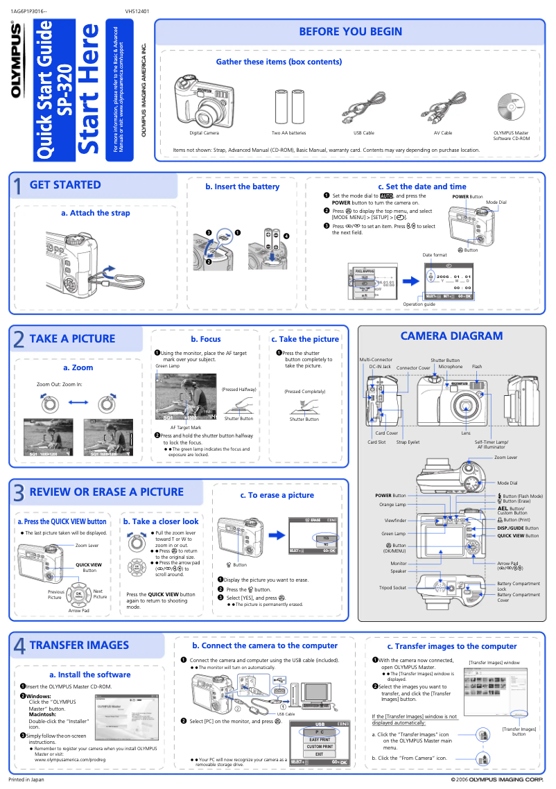 Page n°1 - Guide de démarrage rapide Olympus SP-320