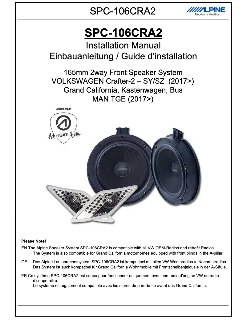 Image de la première page du manuel de l'appareil SPC-106CRA2