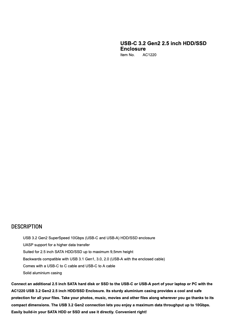 Page 1 de la notice Manuel utilisateur ACT AC1220